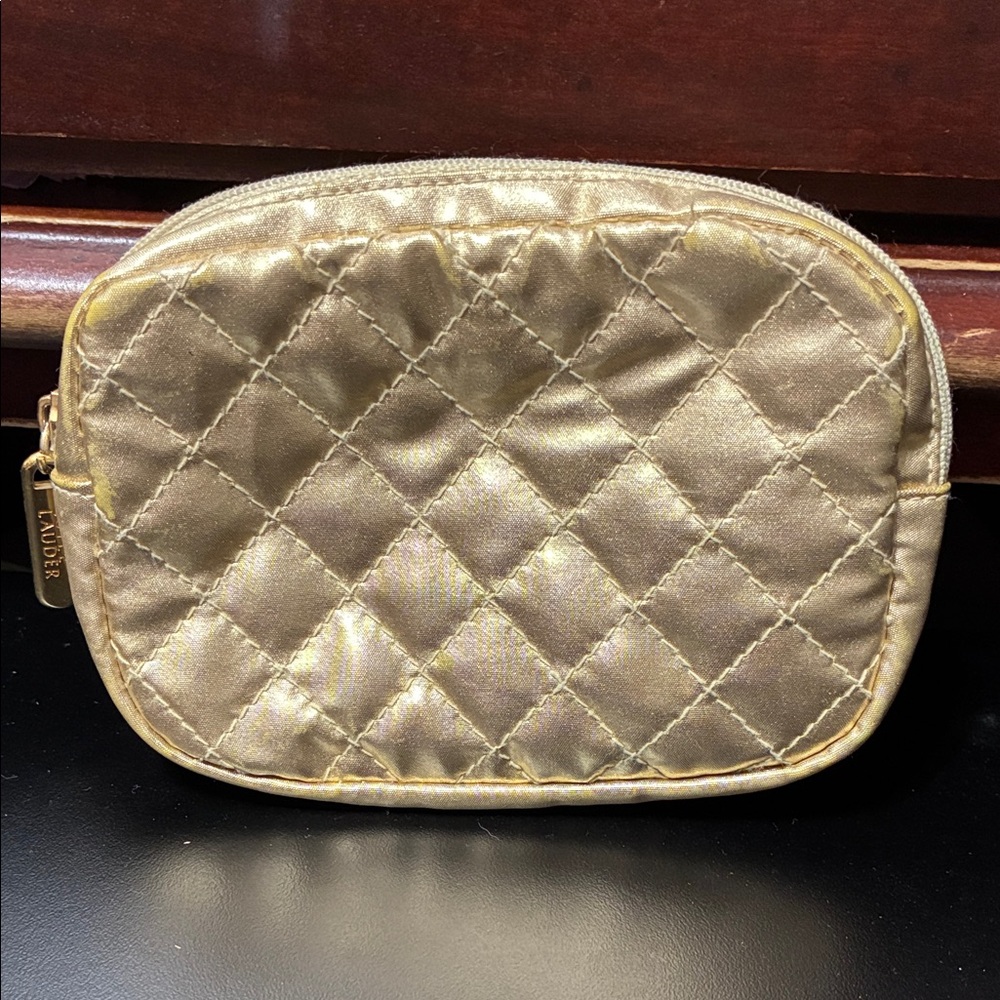 Vintage Gold Quilted cosmetics bag